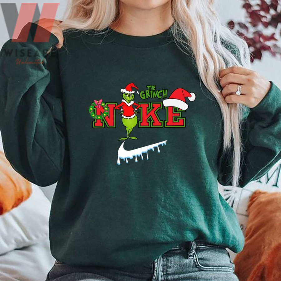 Hot The Grinch Nike Logo Noel Hat Grinch Christmas Sweatshirt