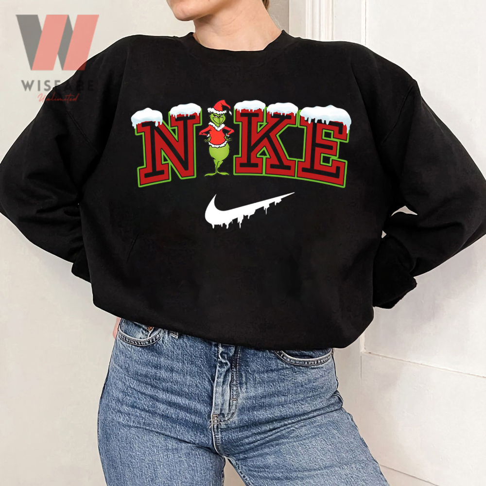 Snow Nike Logo Santa Grinch Christmas Sweatshirt, funny Christmas sweatshirts for adults