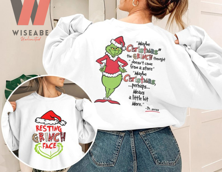 Hot Christmas Resting Grinch Face Grinch Crewneck Sweatshirt, Xmas Gift Ideas For Her