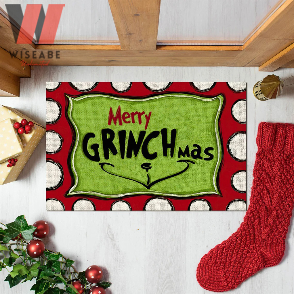 Merry Grinchmas Dr Seuss The Grinch Face Doormat