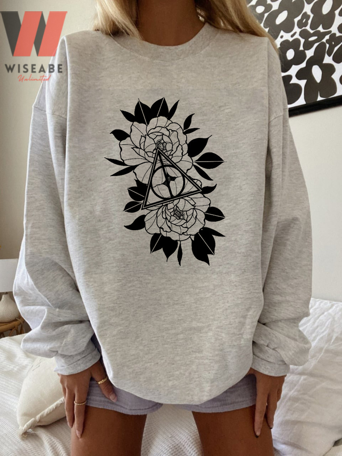 Unique Rose Harry Potter Deathly Hallows Sweatshirt, Harry Potter Shirts For Women