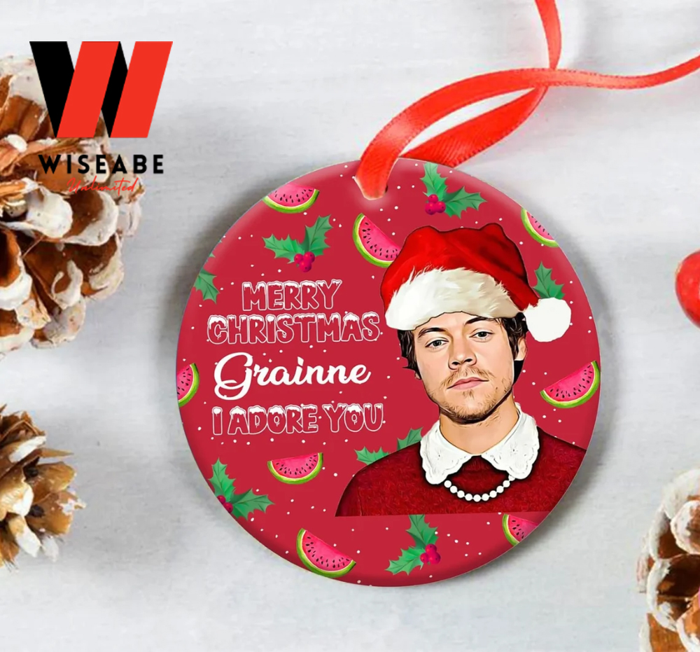 Customized Name Harry Styles Santa Merry Christmas Ornament, Personalized Christmas Ornaments 2022