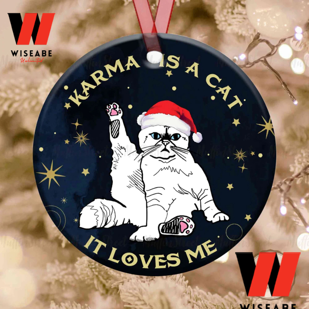 Karma Is A Cat It Loves Me Taylor Swift Karma Song Christmas Ornament, Taylor Swift Merchandise