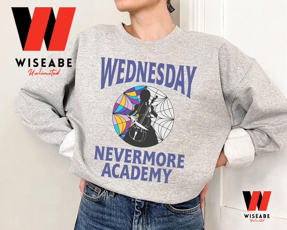 Vintage Wednesday Addams Playing Cello Nevermore Academy Sweatshirt