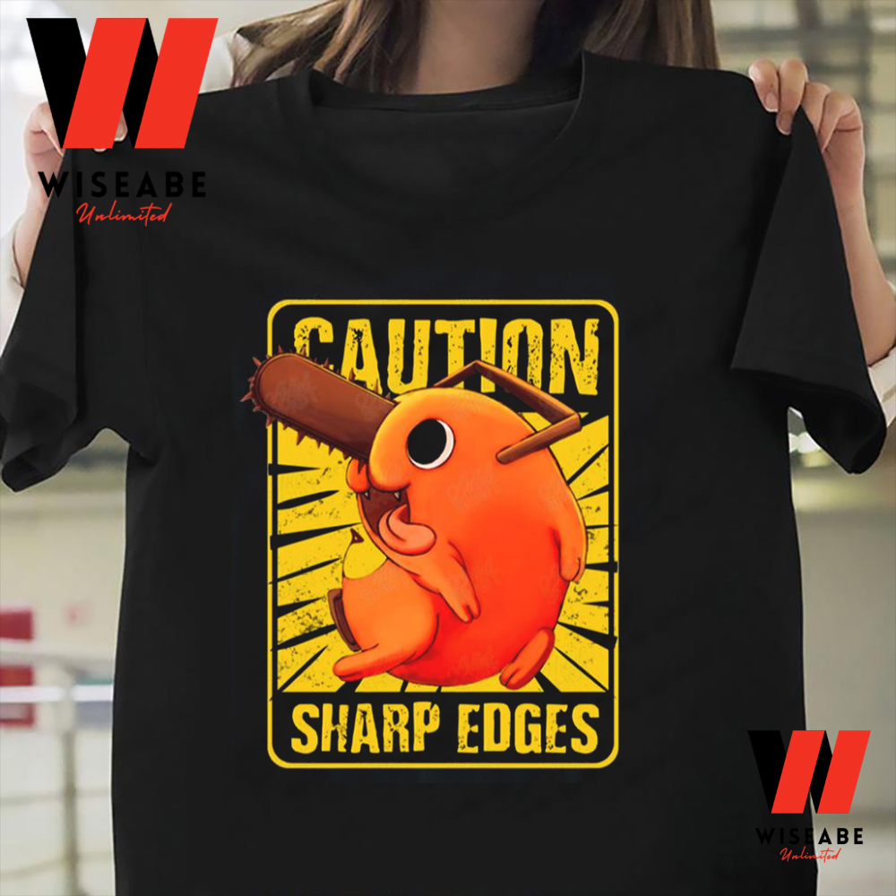 Cute Chainsaw Devil Pochita Caution Sharp Eadges Chainsaw Man Anime T Shirt