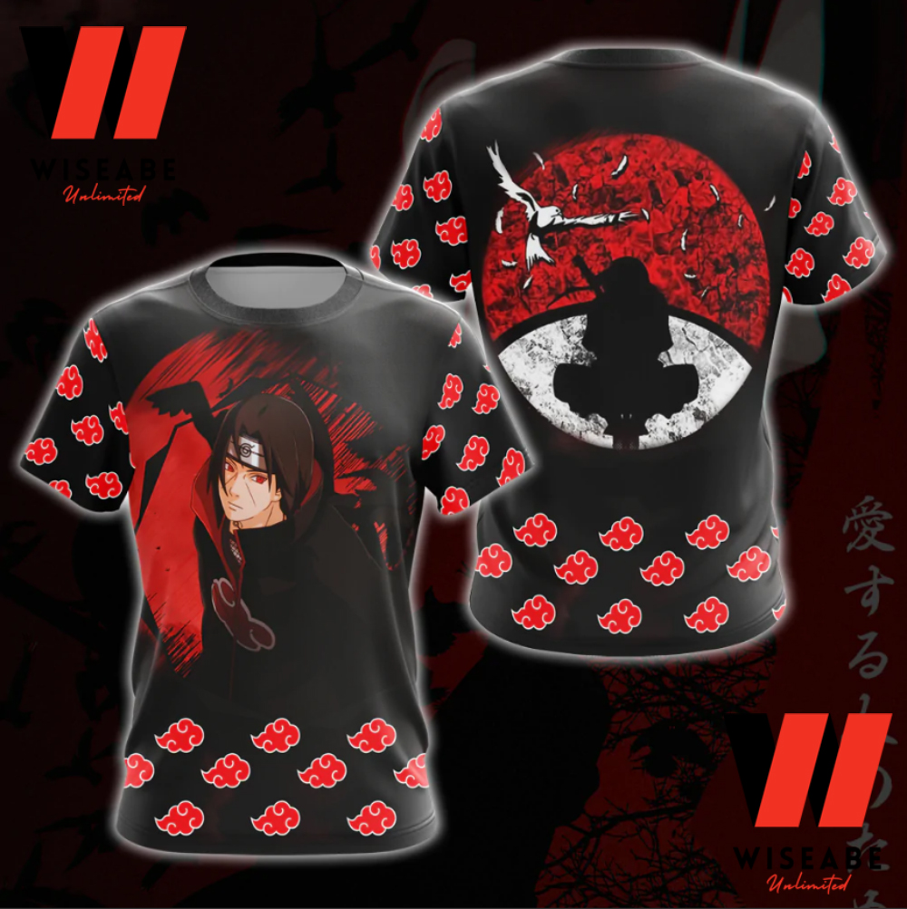 Black Itachi Uchiha Akatsuki Red Cloud T Shirt