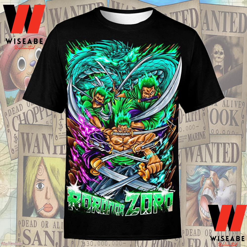 Roronoa Zoro Ashura Ichibugin Nine Word Style One Piece Anime Shirt