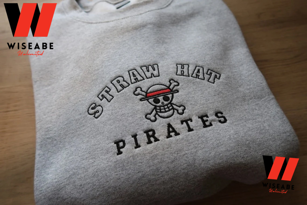 Embroidered Straw Hat Pirates One Piece Sweatshirt, One Piece Merchandise Anime Gift