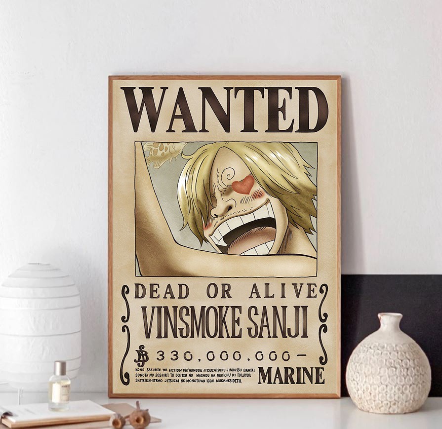 Hot Vinsmoke Sanji Whole Cake Island One Piece Anime Wanted Poster, One Piece Merchandise