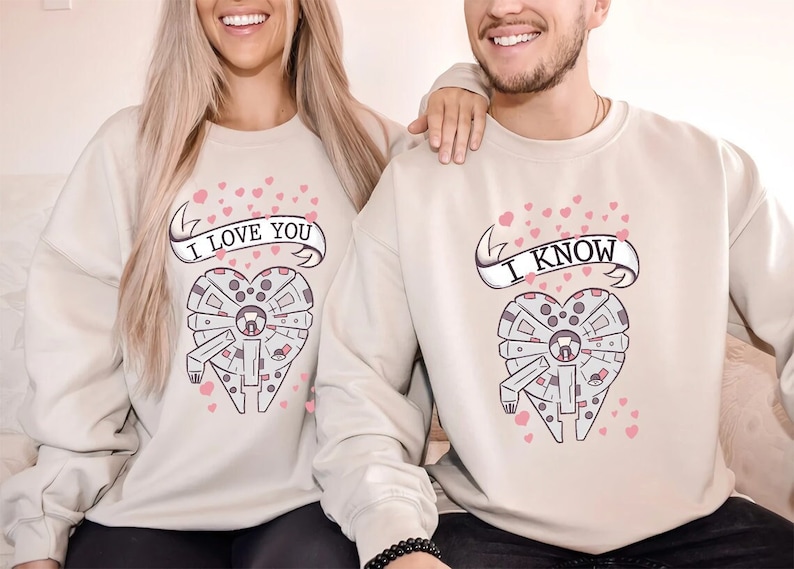 Millennium Falcon I Know I love You Star Wars Valentine Couple Sweatshirt, Couples Valentines Gifts