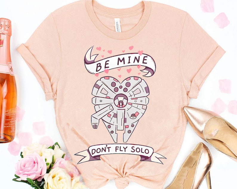 Millennium Falcon Be Mine Don't Fly Solo Star Wars Valentines Couple T shirt, c