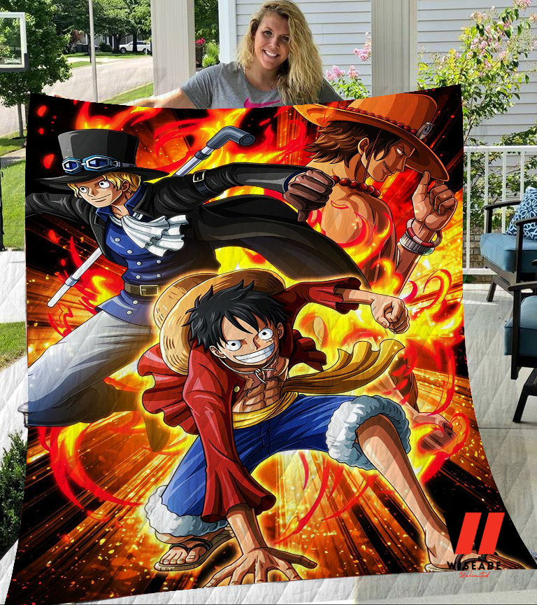 Portgas D Ace Sabo And Luffy One Piece Anime Fleece Blanket, One Piece Anime Gifts