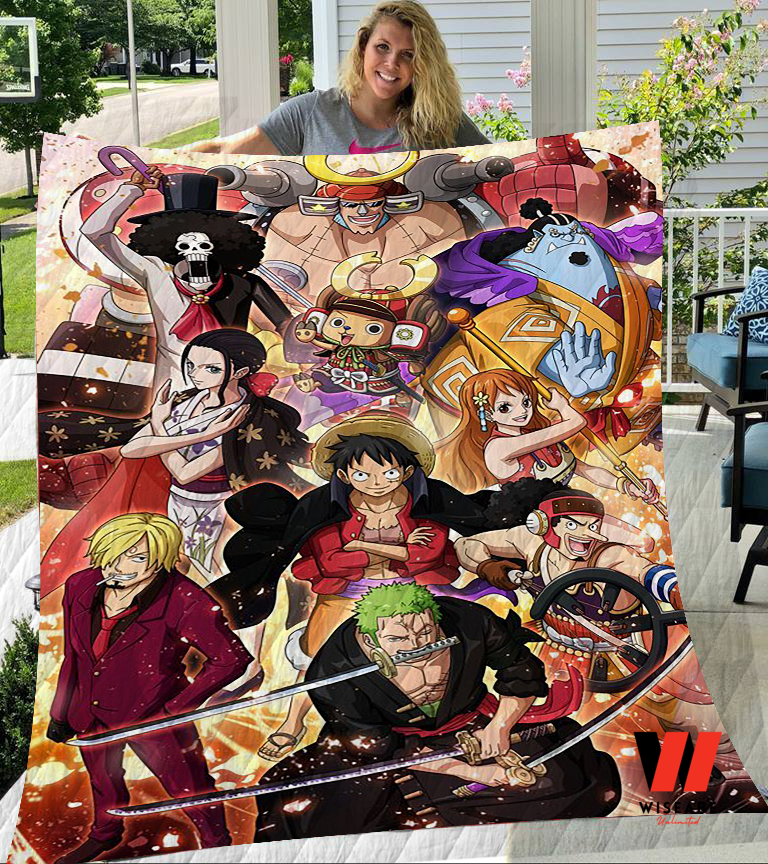 Cheap Straw Hat Pirates One Piece Anime Blanket, Gifts For One Piece Fans