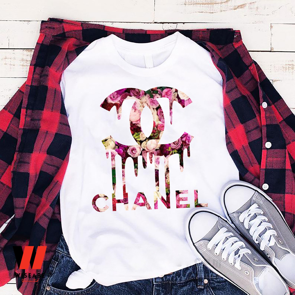 Cheap Floral Rose Dripping Chanel Logo Women Shirt, Gifty For Your