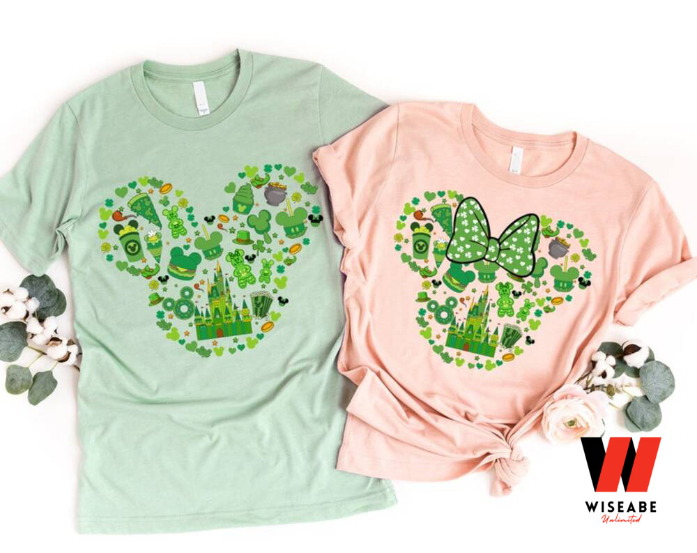 Lucky Irish Green Pattern Mickey Ears Disney St Patrick Day Family T Shirt, Unique St Patricks Day Gift