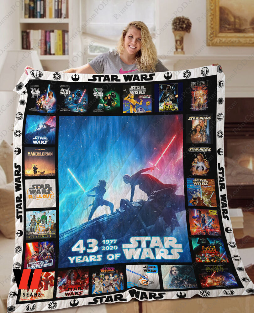 43 Year Of Star Wars 1977 2020 Anniversary Quilt Blanket, Cheap Star Wars Gifts