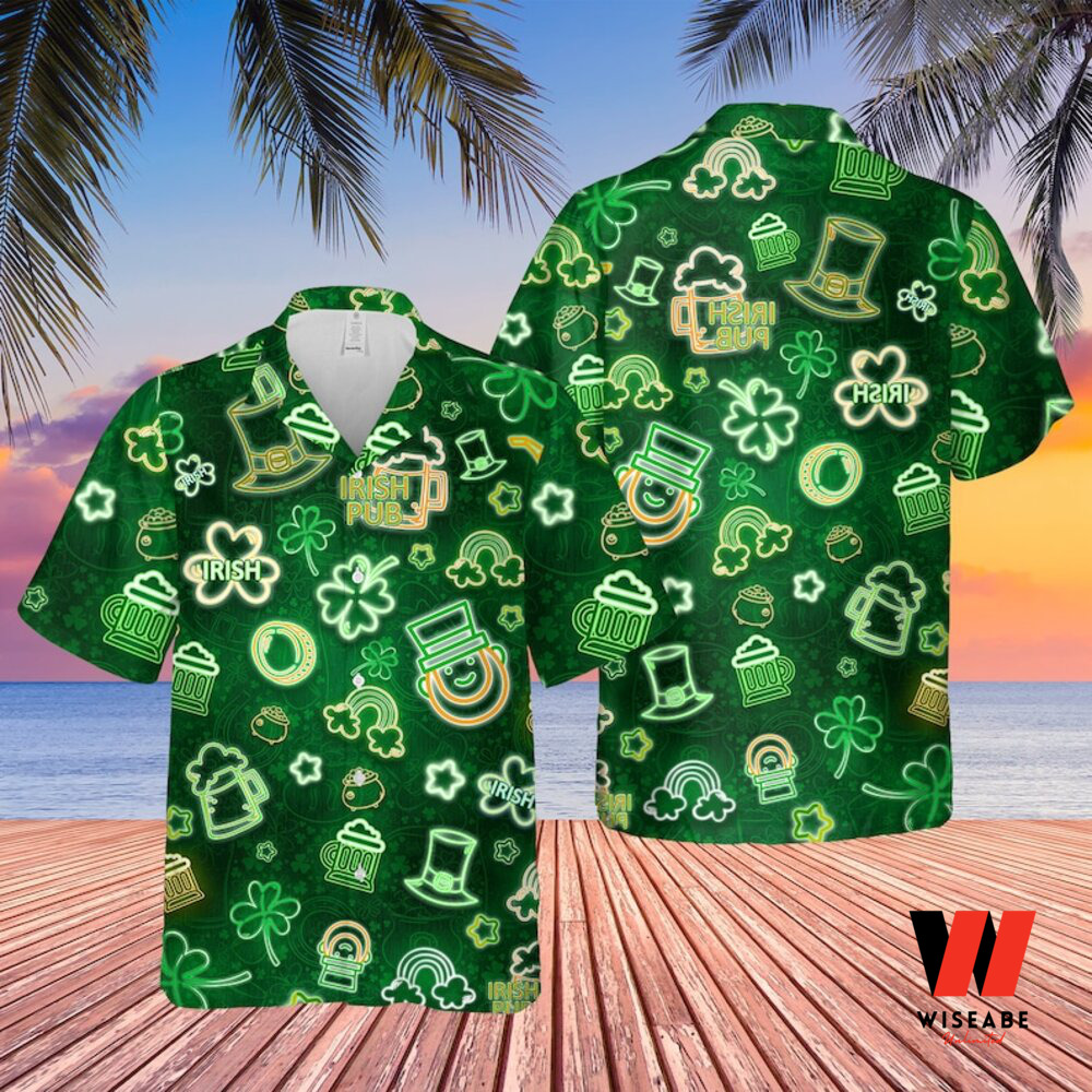 Irish Pub Beer Lover Shamrock St Patricks Day Hawaiian Shirt, Cheap St Patrick's Day Birthday Gifts 