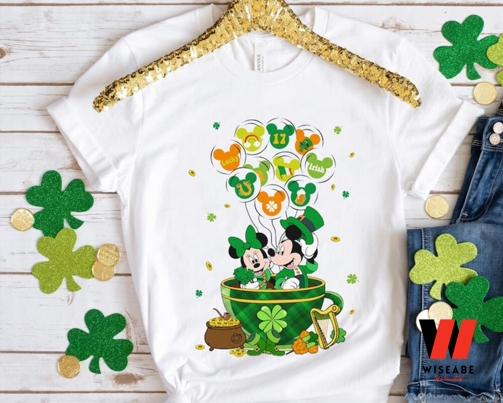 Vinatge Mickey and Minnie Irish Balloon Tea Cup Disney St Patricks Day Shirt, Cheap St Patricks Day Gift