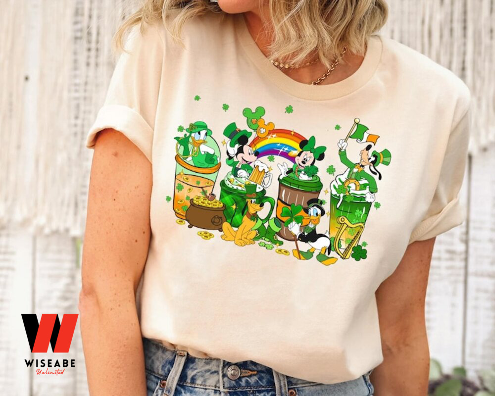 Shamrock Rainbow Mickey Mouse And Friends Coffee Latte Disney St Patricks Day Shirt, Cheap St Patricks Day Gift