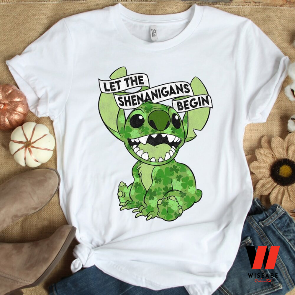 Disney Stitch Let The Shenanigans Begin Irish Shamrock St Patricks Day Shenanigans Coordinator Shirt, Cheap Saint Patricks Day Gifts