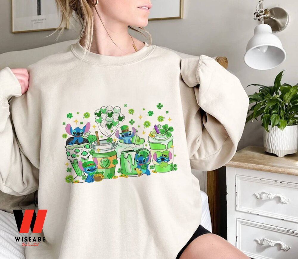 Stitch Coffee Lilo And Stitch Disney St Patricks Day Sweatshirt, Cheap St Patricks Day Gifts