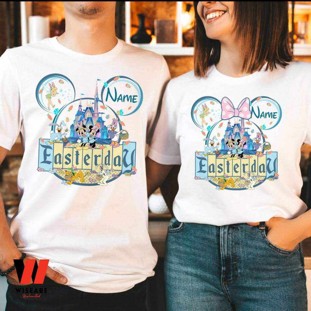 Personalized Mickey And Friends Bunny Eggs Custom Name Disney Couple Easter Shirt, Easter Gift For Couples