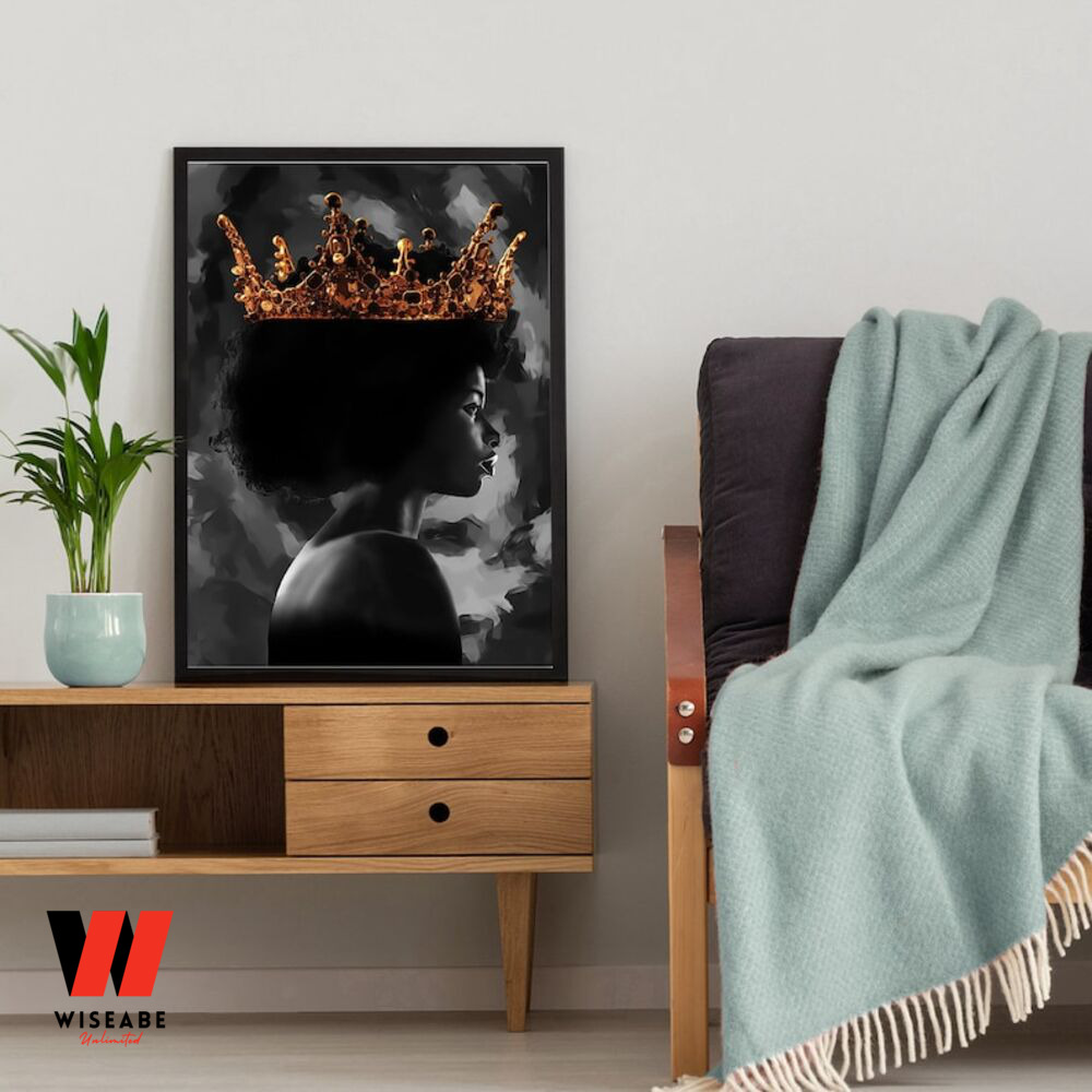 African American Black Queen With Crown Wall Art Poster, Gifts For Black Moms