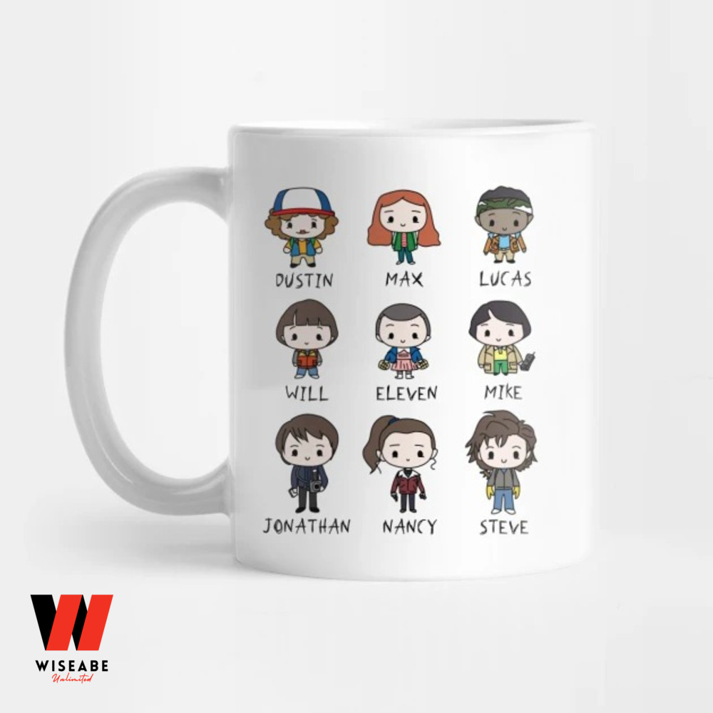 Cute Chibi Cast Characters Of Stranger Things Coffee Mug, Stranger Things Gift Ideas For Her