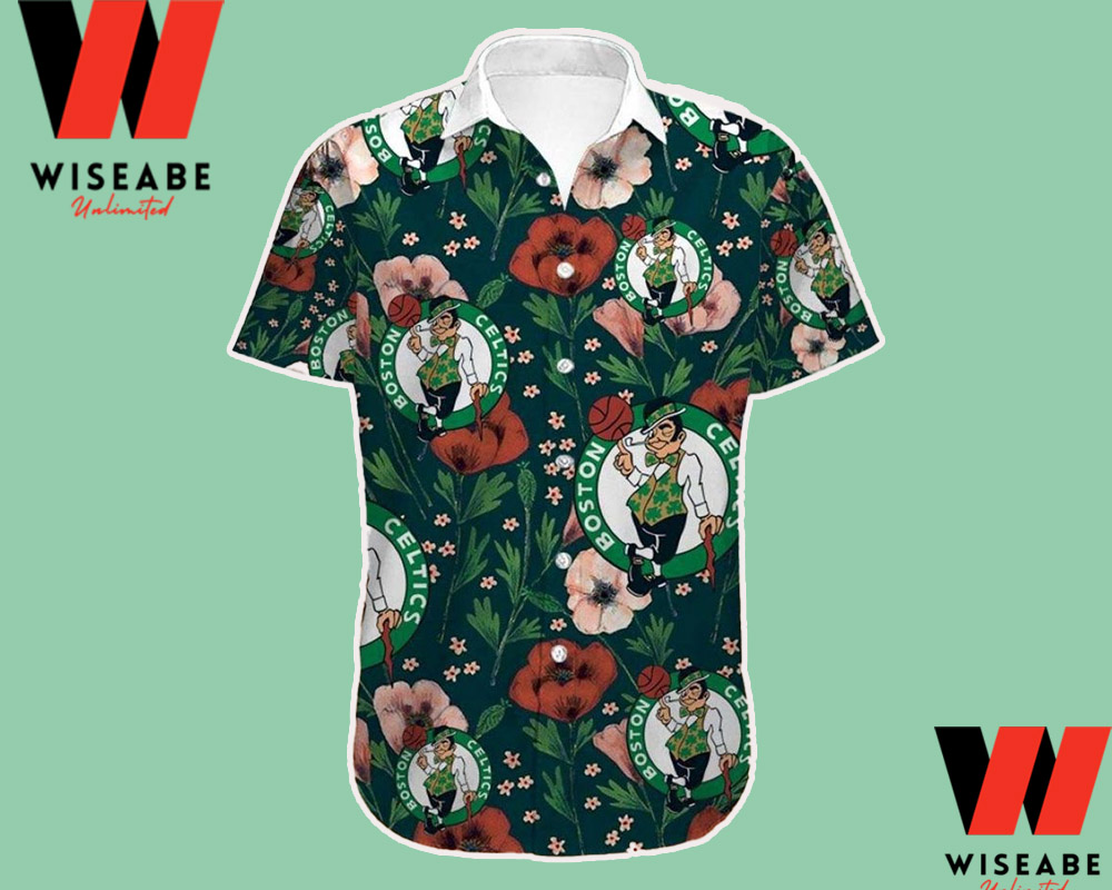 Cheap Boston Celtics Logo Florals Hawaiian Shirt, Mens Celtics Shirt