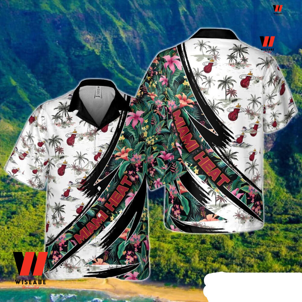 Cheap Tropical Flowers Pattern NBA Basketball Miami Heat Hawaiian Shirt