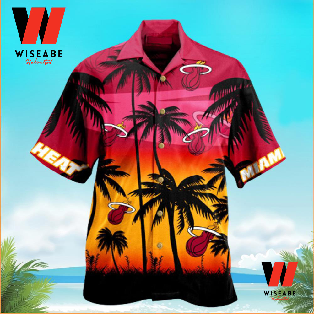 Cheap Sunset On Beach Pattern NBA Basketball Miami Heat Hawaiian Shirt