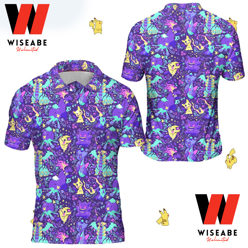 Cheap Purple Pokemon Polo Shirt, Pokemon Collared Shirt,Mens Pokemon Shirt