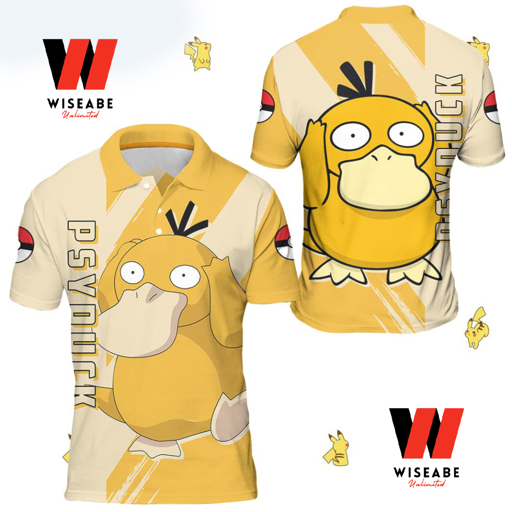 Cheap Yellow Psychoduck Pokemon Polo Shirt, Pokemon Collared Shirt,Pokemon Gifts For Adults