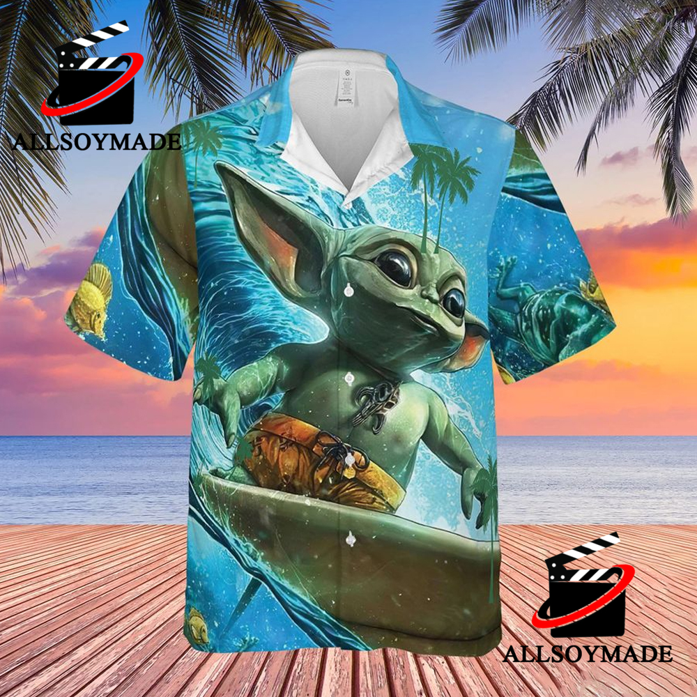 Cheap Baby Yoda Surfing Star Wars Hawaiian Shirt, New Star Wars Merchandise