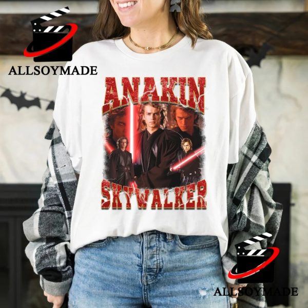 Cheap Portrait Star Wars Anakin Skywalker Graphic Tee, Unique Star Wars Merchandise