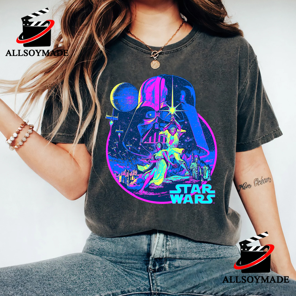 Cheap Star Wars Bright Classic Neon Wars Merch Unique Darth Vader Shirt, - Allsoymade T Star