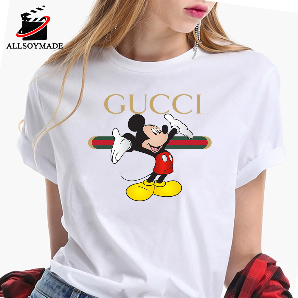 100% Authentic GUCCI Mickey Mouse Gray Cotton Jersey T-Shirt Size
