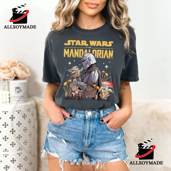 Retro Din Djarin And Baby Allsoymade Star T Gifts Yoda Wars Shirt, Mandalorian - Best The