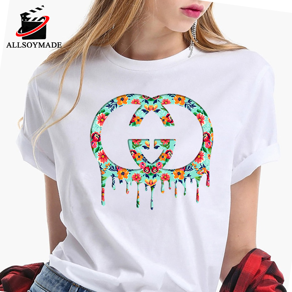 Sale Dripping Flower Gucci Tshirt Womens, Cheap Gucci Tshirt Mens -  Allsoymade