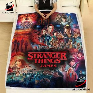 Custom Season 5 Stranger Things Fleece Blanket, Personalized Gifts For Stranger Things Fans