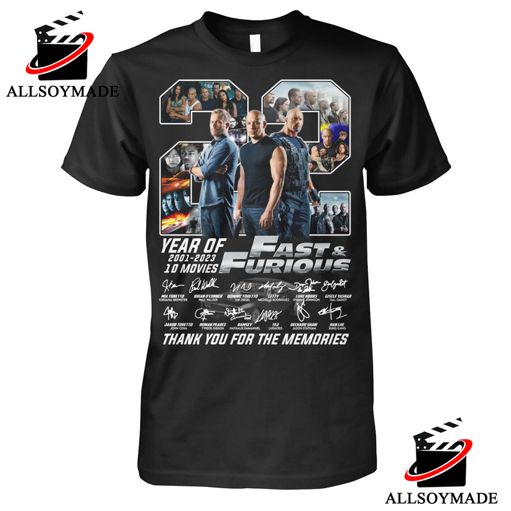Cheap 22 Years Of 10 Movies Fast And Furious T Shirt, Thank You For The Memories T Shirt