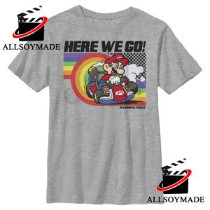 Cheap Boy Nintendo Rainbow Road Racing Mario Kart T Shirt, Super Mario Bros T Shirt 1