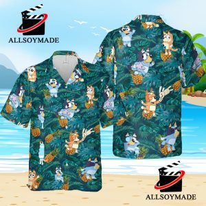 Cheap Green Tropical Beach Bluey Hawaiian Shirt, Bluey T Shirt For Adults -  Allsoymade