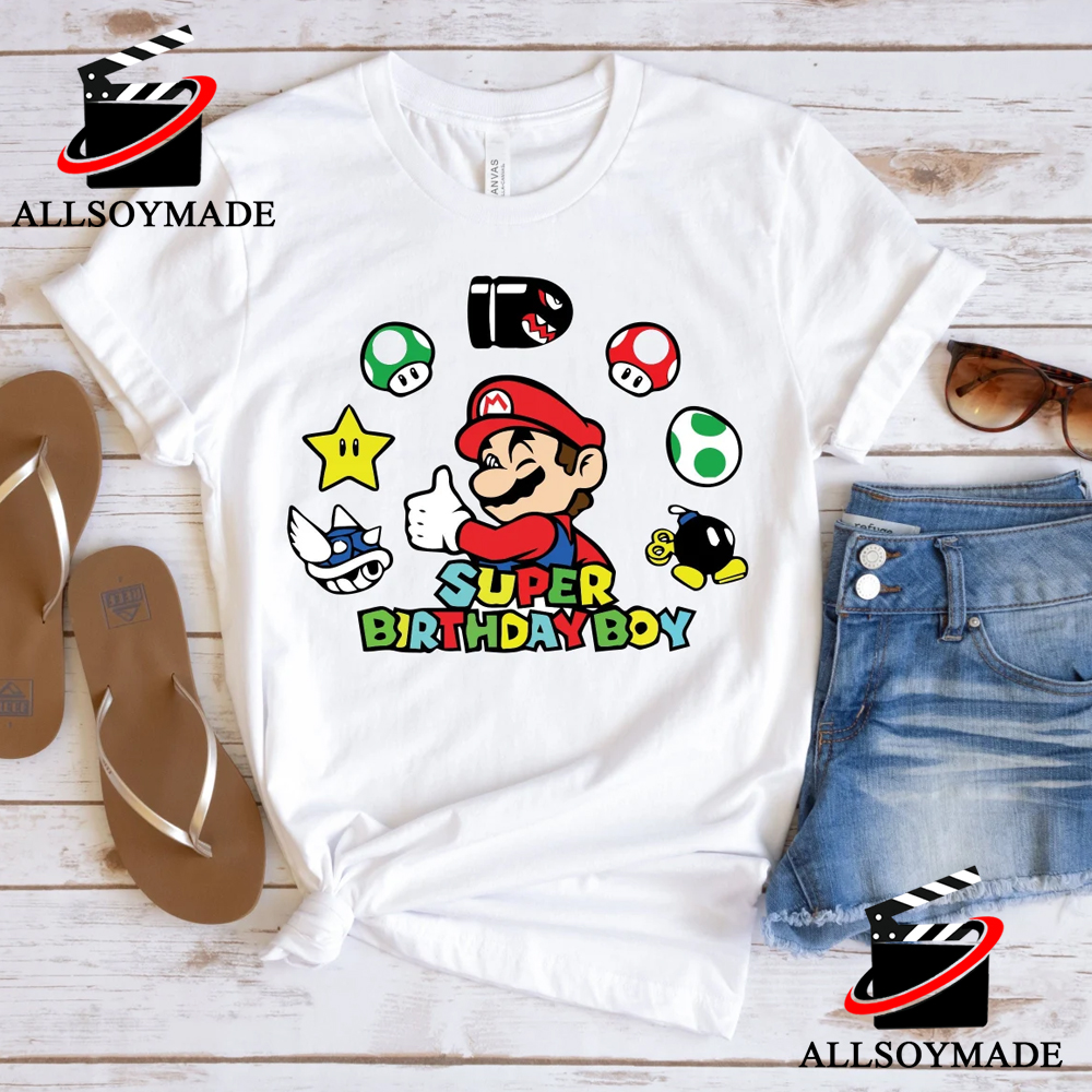 Cheap Birthday Boys Mario T Shirt Super Mario Bros T Shirt Cool