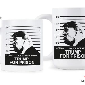 Trump Mugshot - 11 Ounce Coffee Mug - Trump 2023 Jail Mugshot - Coffee Cup  (WHITE)