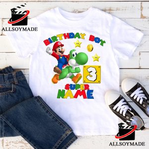 Happy Birthday Boys Mario T Shirt, Customized Birthday Gifts, Super Mario Bros T Shirt 1