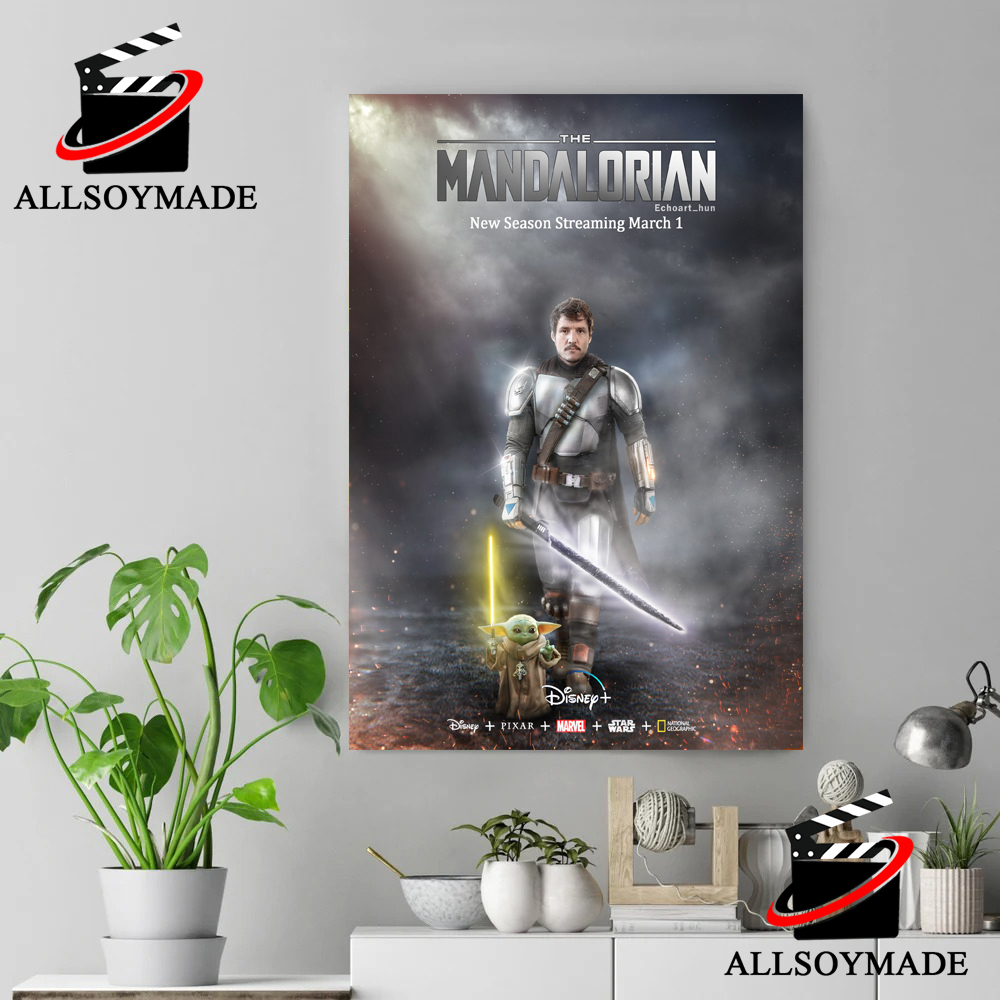 New Baby Yoda Pedro Pascal The Mandalorian Season 3 Poster, Star Wars Wall  Art - Allsoymade