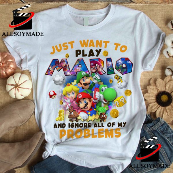 Unique Just Want To Play Mario Bros T Shirt, Boys Mario T Shirt 1