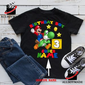 Happy Birthday Boys Mario T Shirt, Customized Birthday Gifts, Super Mario Bros T Shirt