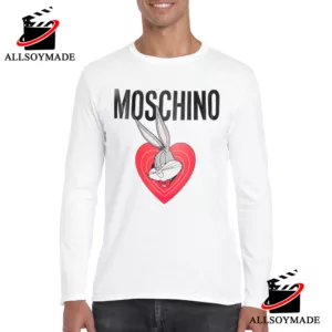 Rabbit Love Moschino Shirt, Moschino White T Shirt 1